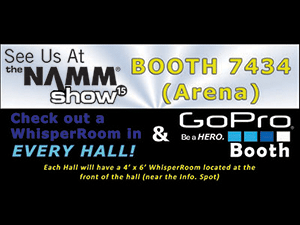 banner ad to promote the 2015 NAMM show and the custom built GoPro WhisperRoom booth