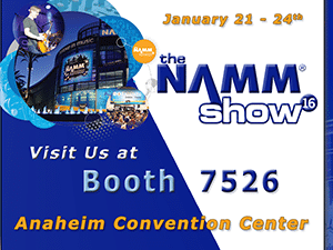 Banner ad to promote the 2016 Winter NAMM Show in Anaheim California
