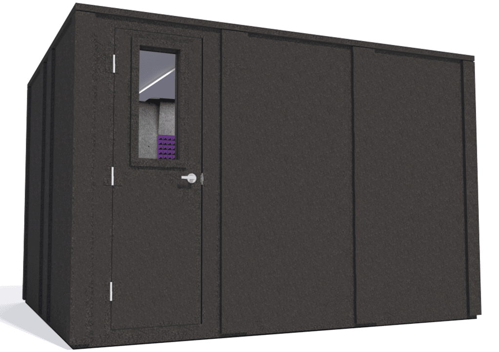WhisperRoom MDL 102126 E shown from the left side with the door closed and purple foam