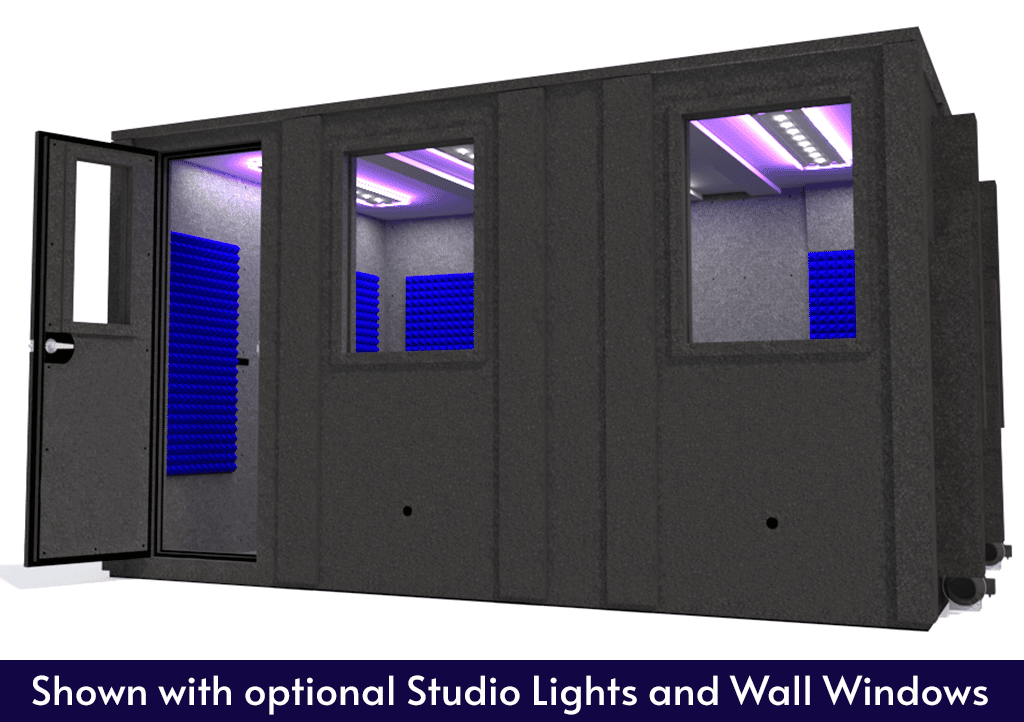 WhisperRoom MDL 102144 E shown from the front with the door open and blue foam