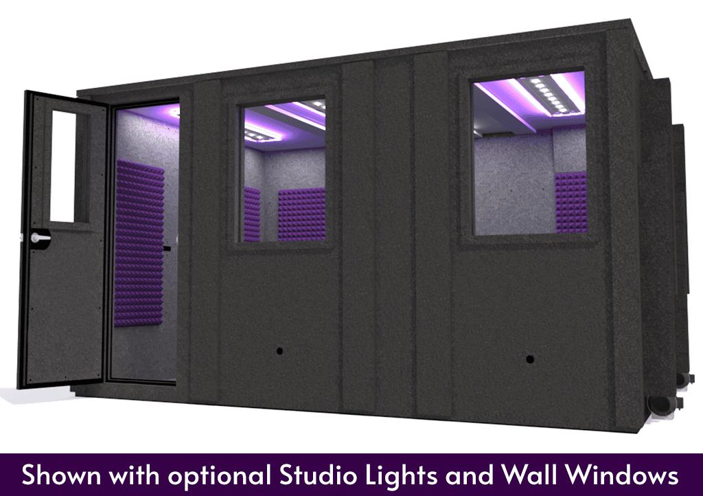 WhisperRoom MDL 102144 E shown from the front with the door open and purple foam