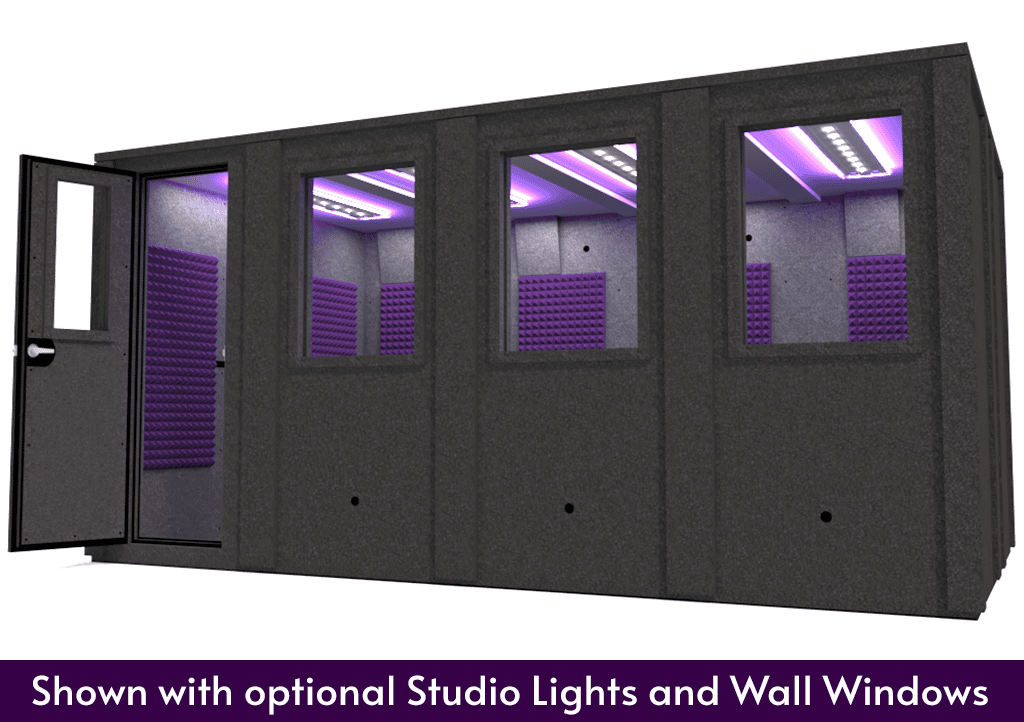 WhisperRoom MDL 102168 E shown from the front with the door open and purple foam