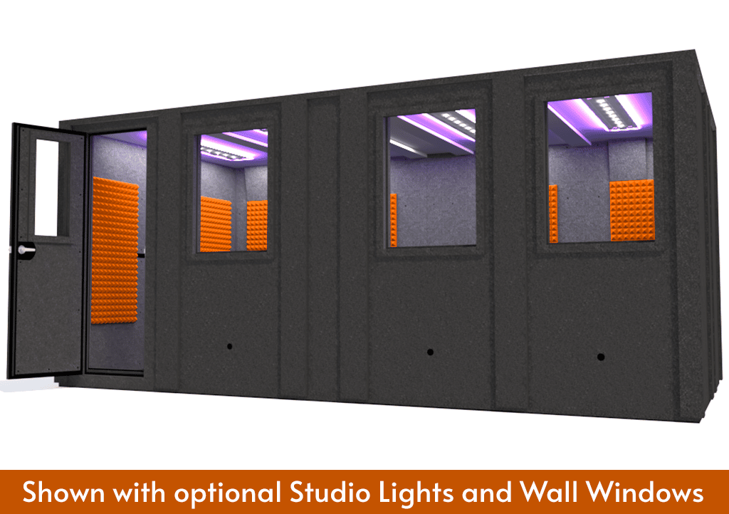 WhisperRoom MDL 102186 E shown from the front with the door open and orange foam
