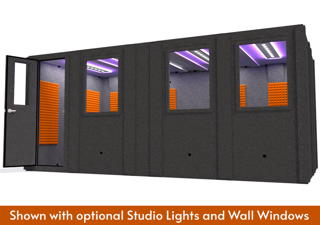 WhisperRoom MDL 102186 S shown from the front with the door open and orange foam
