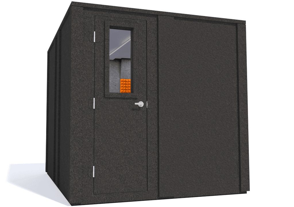 WhisperRoom MDL 10284 E shown with the door closed from the left side with orange foam