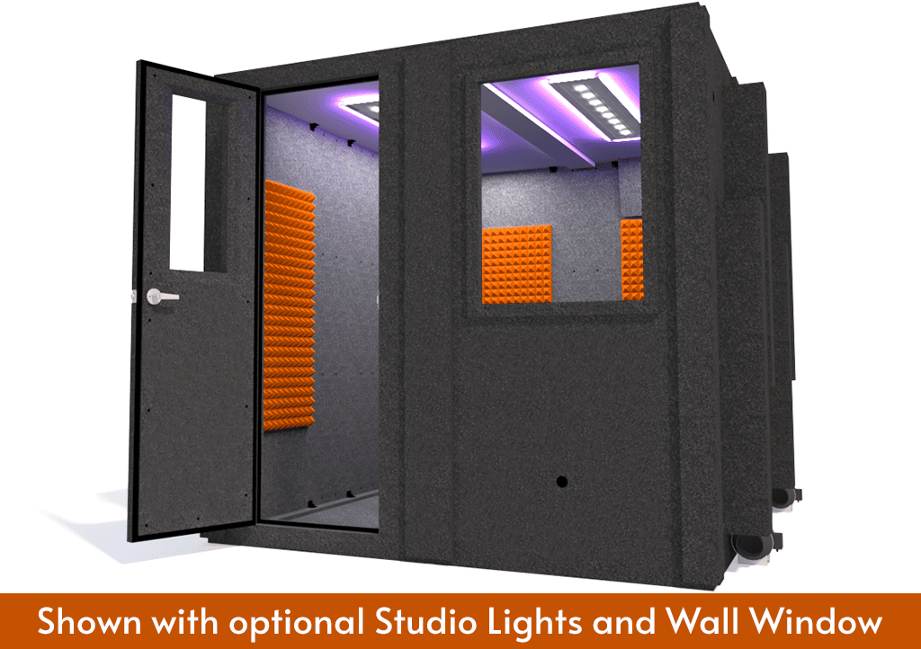 WhisperRoom MDL 10284 S shown from the front with the door open and orange foam