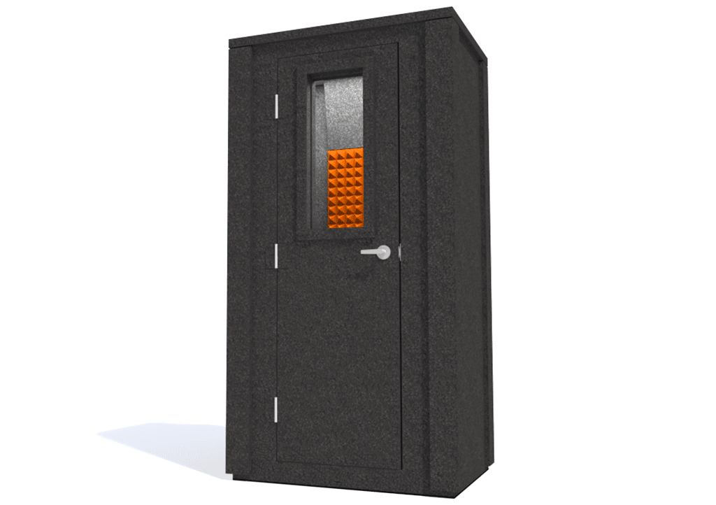 WhisperRoom MDL 4230 E shown with the door closed from the front with orange foam