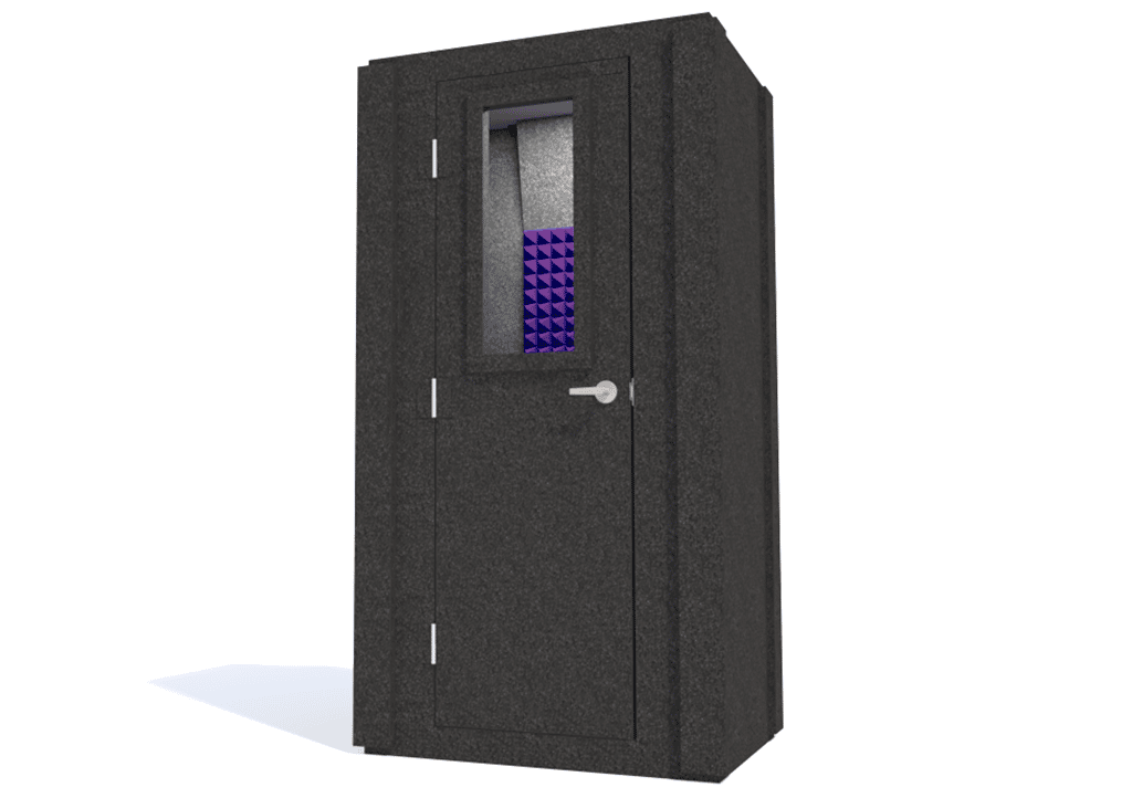 WhisperRoom MDL 4230 S shown with the door closed from the front with purple foam