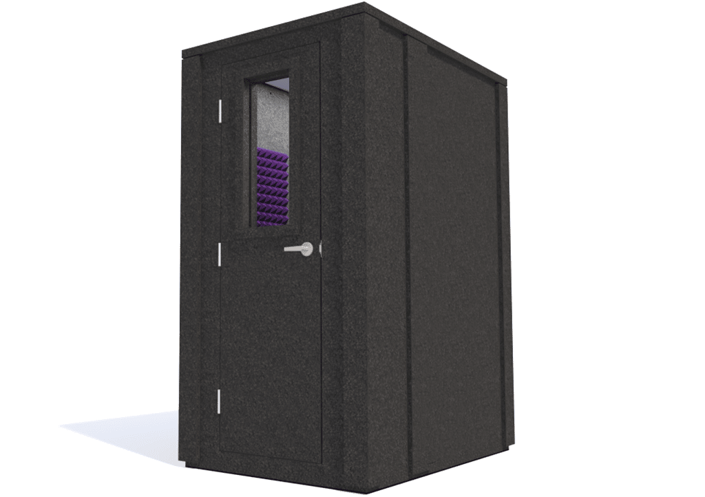 WhisperRoom MDL 4260 E shown with the door closed from the front with purple foam