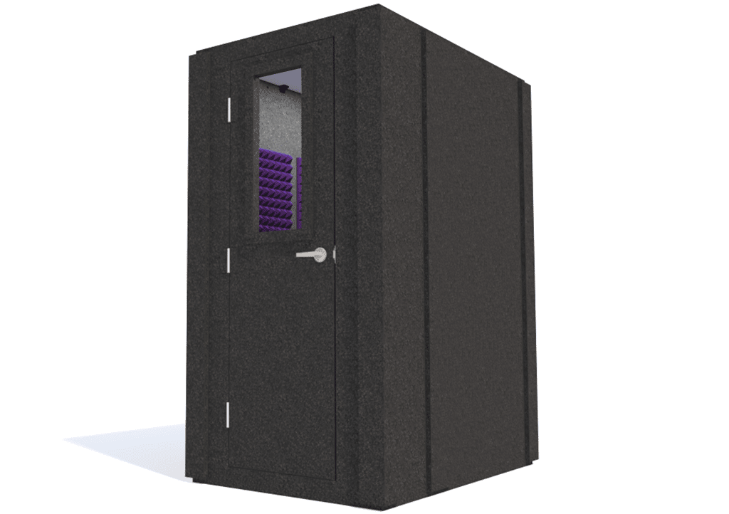 WhisperRoom MDL 4260 S shown with the door closed from the front with purple foam