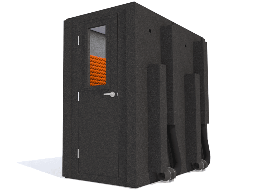 WhisperRoom MDL 4284 S shown from the front with the door closed and orange foam