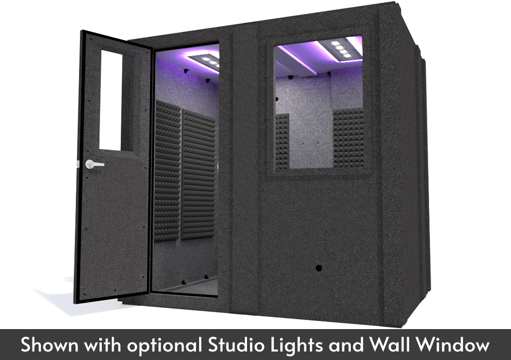 WhisperRoom MDL 6084 S shown from the front with the door open and gray foam
