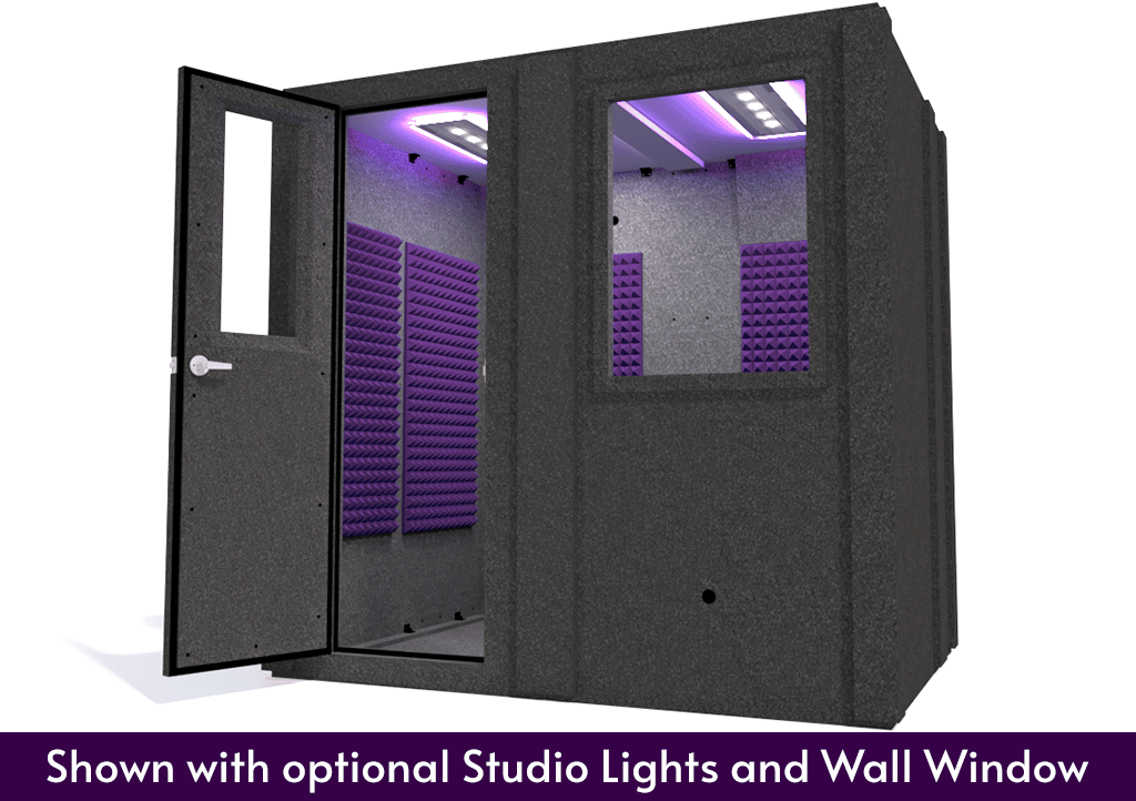 WhisperRoom MDL 6084 S shown from the front with the door open and purple foam