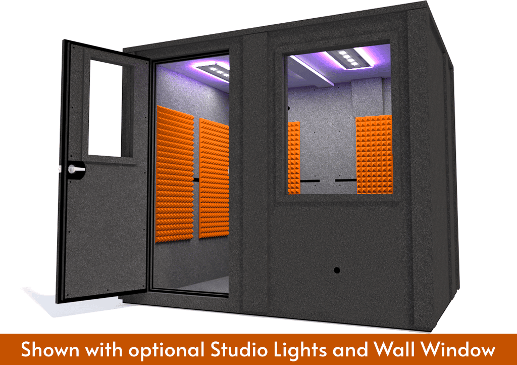 WhisperRoom MDL 7296 E shown with the door open from the front with orange foam
