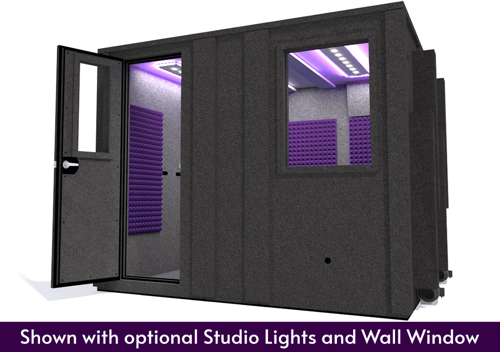 WhisperRoom MDL 84102 E shown from the front with the door open and purple foam