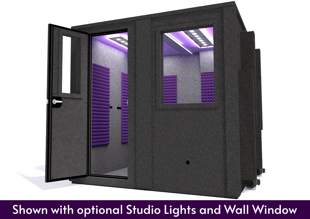 WhisperRoom MDL 8484 E shown with the door open from the front with purple foam