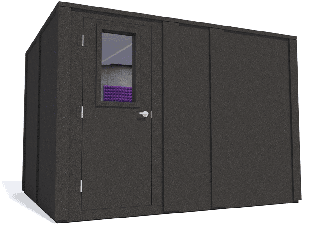 WhisperRoom MDL 96120 E shown from the left side with door closed and purple foam