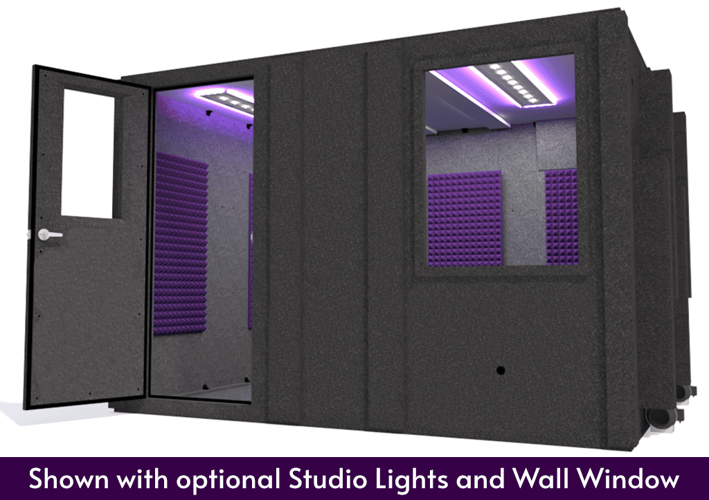 WhisperRoom MDL 96120 S shown from the front with the door open and purple foam