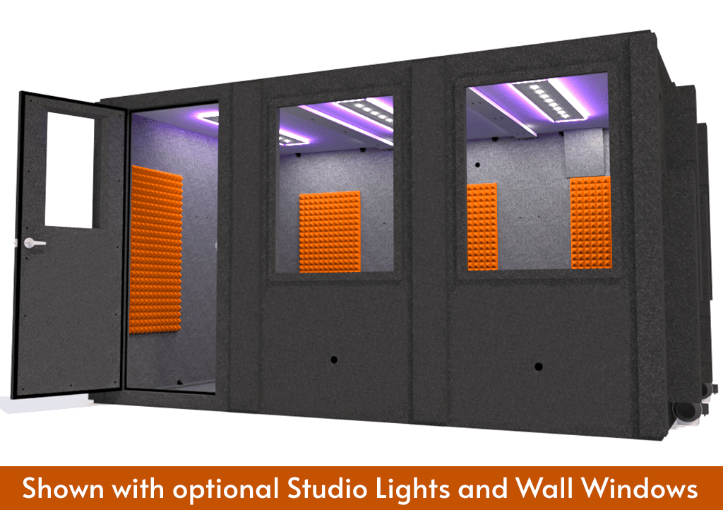 WhisperRoom MDL 96144 S shown from the front with door open and orange foam