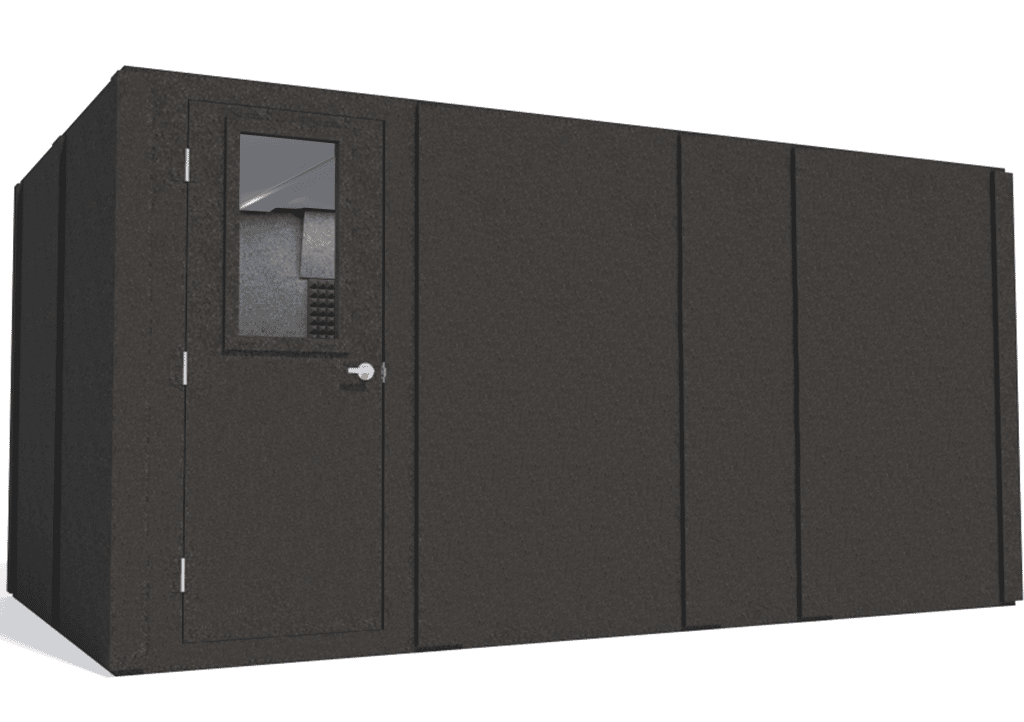 WhisperRoom MDL 96168 S shown from the left side with door closed and gray foam