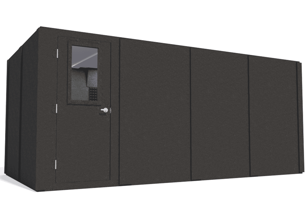 WhisperRoom MDL 96192 S shown from the left side with door closed and gray foam