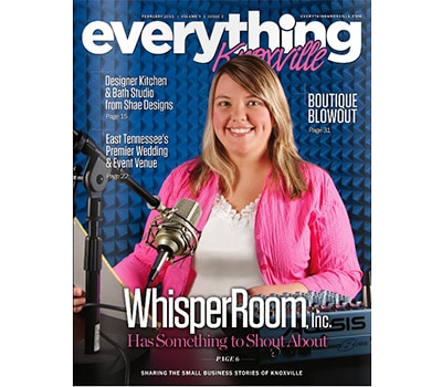 image of woman behind a microphone on the cover of a magazine