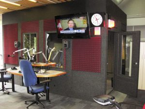 An 8'x16' WhisperRoom inside the CBC News' broadcast room