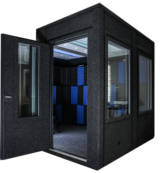A WhisperRoom recording booth with an open wide-access door