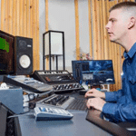Matty Harris producing music at his console