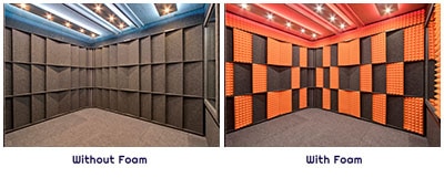 image of acoustic wall panels and studio foam inside of a WhisperRoom