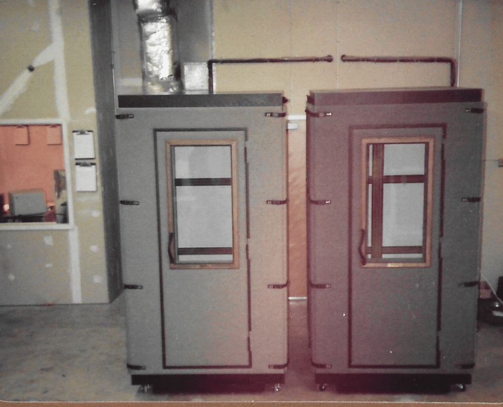 Two WhisperRoom soundproof booths in the 1990s