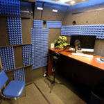 The interior of Kennesaw State University's WhisperRoom with a desk and monitor