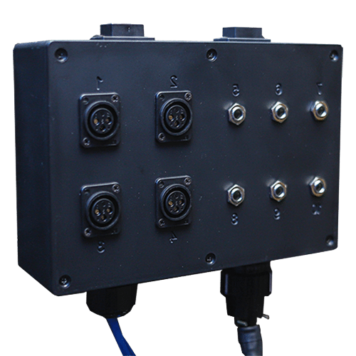 The Multi Jack Panel with 4 XLR inputs and 6 1/4" cable input jacks