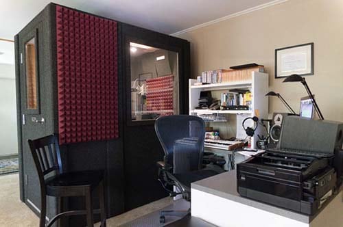 image of a WhisperRoom vocal booth inside of a home office