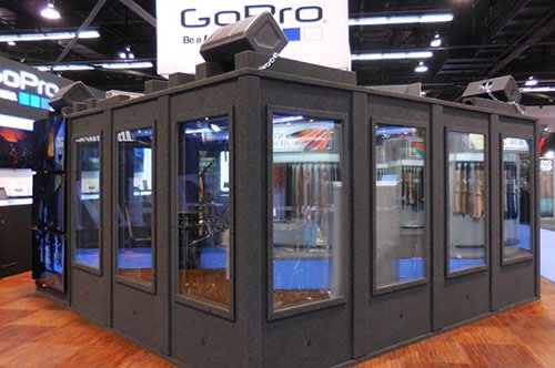image of a custom build WhisperRoom that was made for GoPro at the NAMM Show