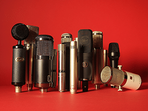 An assortment of different microphones for recording vocals
