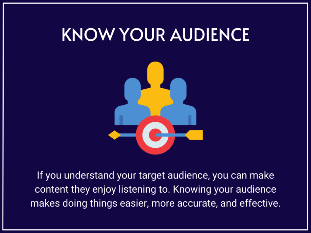 Info graph showing you how to know your target audience for your podcast show.