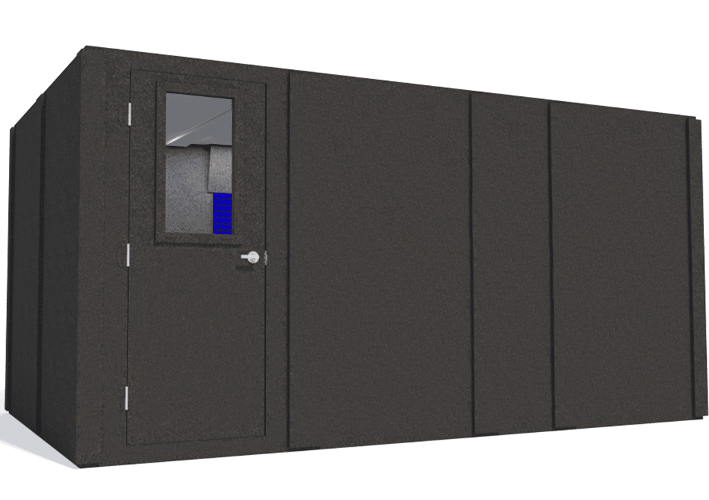 WhisperRoom MDL 96168 S shown from the left side with door closed and blue foam