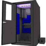 Image of the Voice Over Basic Package by WhisperRoom shown with blue foam and an open door.