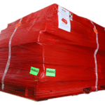 Image of a WhisperRoom shrink wrapped on a pallet and ready for delivery.