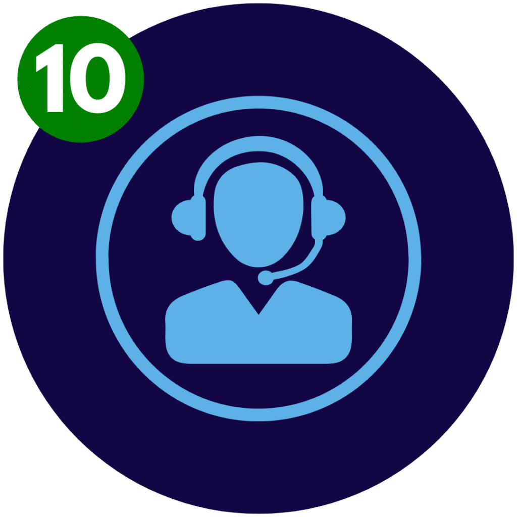 Circular image showcasing a graphic of a customer service representative wearing a phone headset, symbolizing the exceptional customer support provided by WhisperRoom. This image visually represents the dedicated assistance and support available to customers, highlighting the commitment to addressing inquiries and resolving concerns. The customer service rep graphic signifies the attentive and responsive nature of the WhisperRoom team, emphasizing the importance of customer support and the comprehensive warranty offered with WhisperRoom booths.